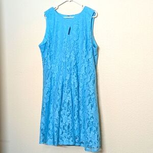 db Established 1962 Elegant Blue Lace Sleeveless Dress Back Zip Size 16W